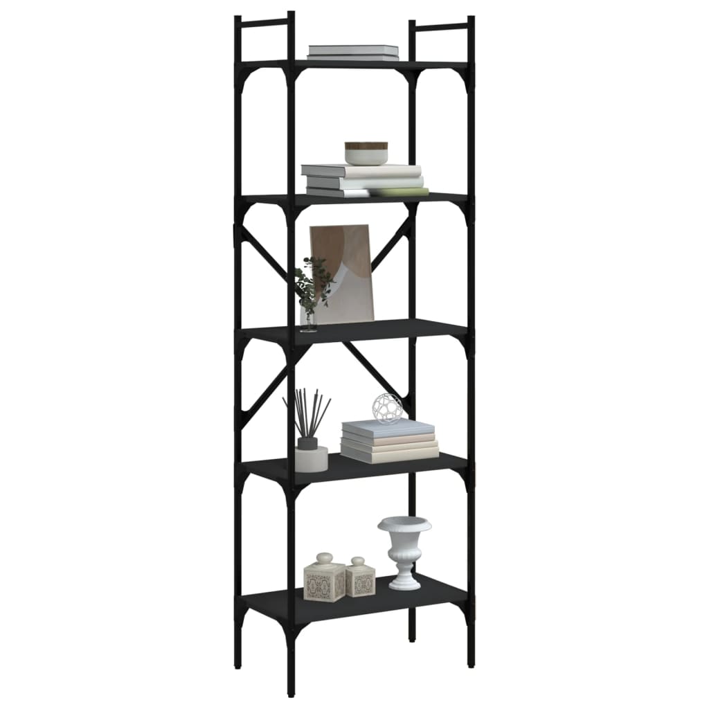 Bookcase 5-Tier Black 56x31,5x174 cm Engineered Wood