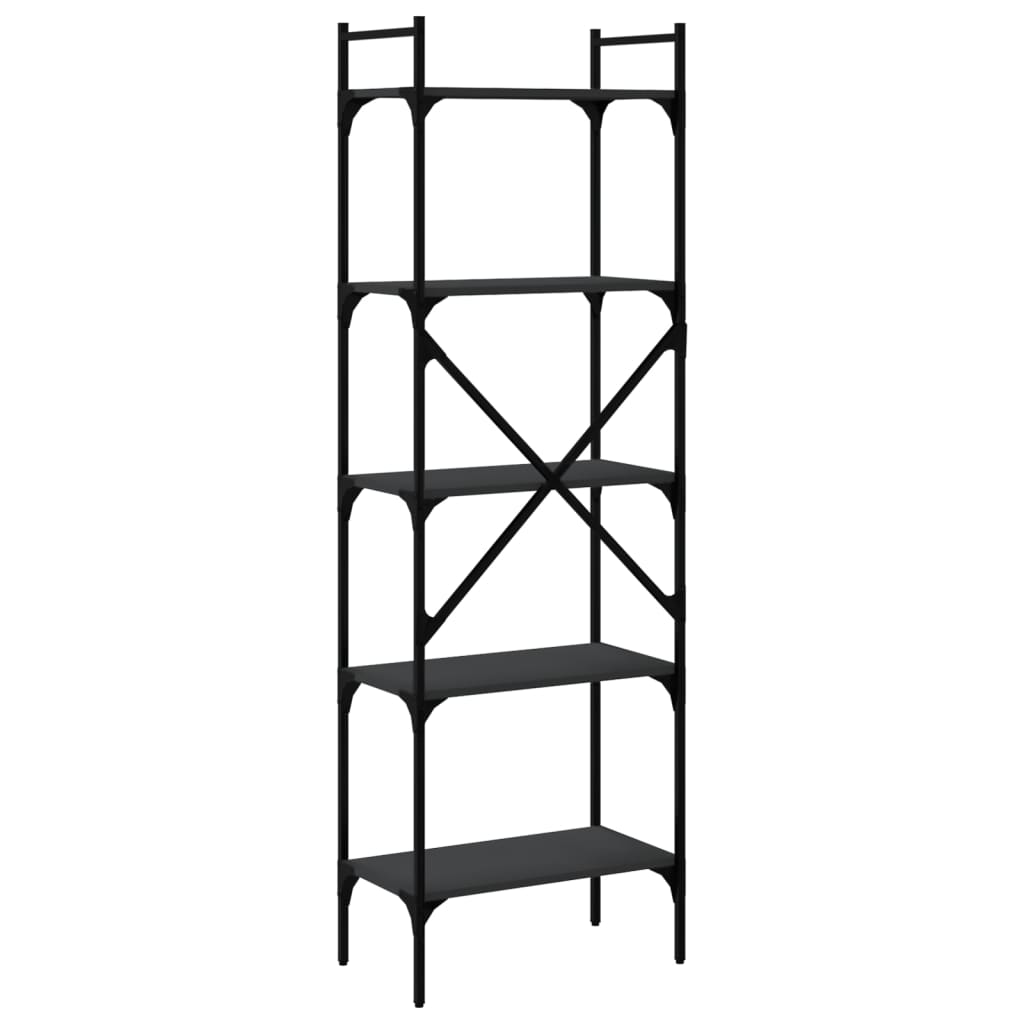 Bookcase 5-Tier Black 56x31,5x174 cm Engineered Wood