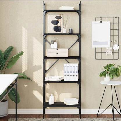 Bookcase 5-Tier Black 56x31,5x174 cm Engineered Wood