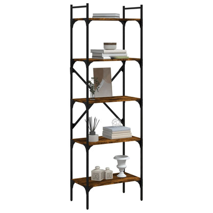 Bookcase 5-Tier Smoked Oak 56x31.5x174 cm Engineered Wood