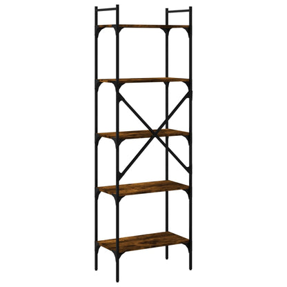 Bookcase 5-Tier Smoked Oak 56x31.5x174 cm Engineered Wood