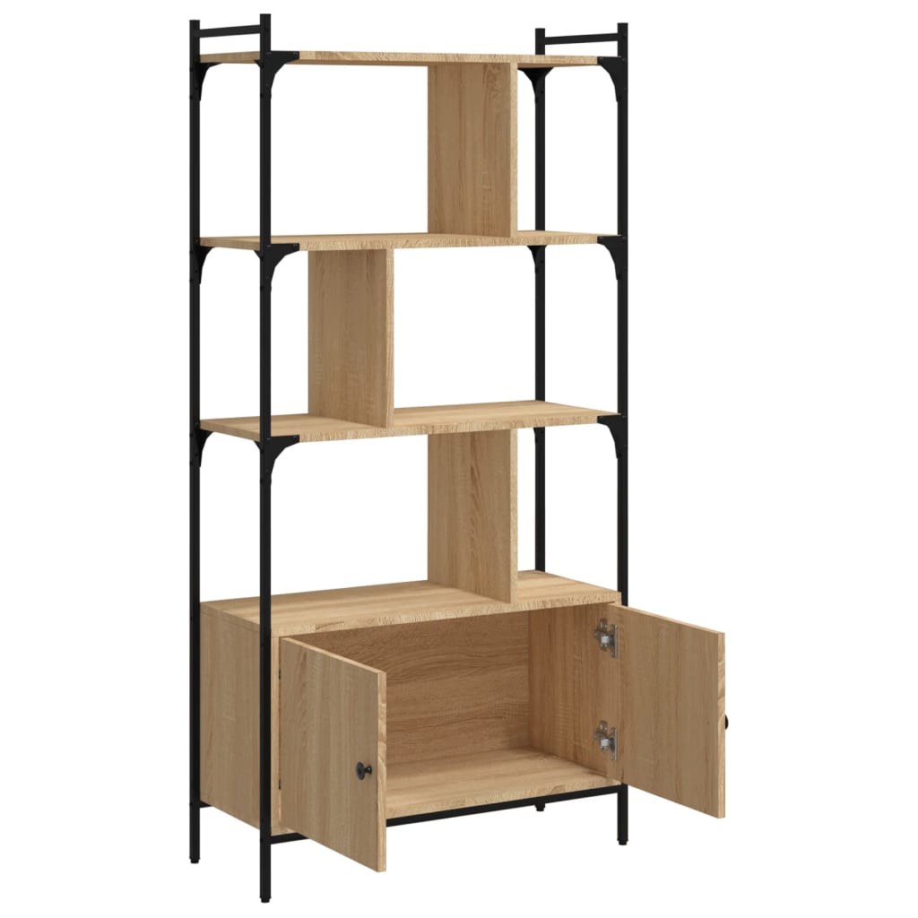 Bookcase with Doors Sonoma Oak 76,5x30x154,5 cm Engineered Wood