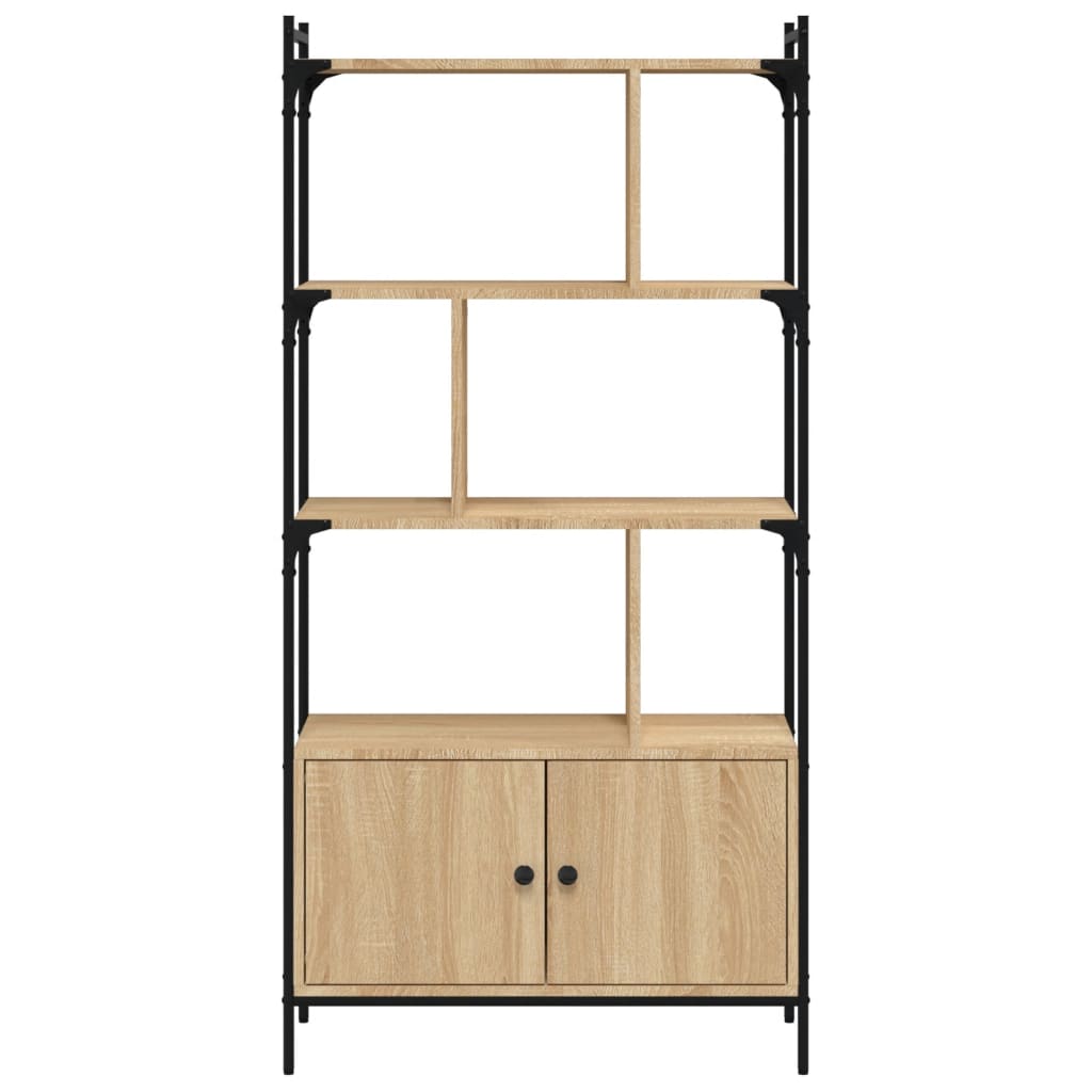 Bookcase with Doors Sonoma Oak 76,5x30x154,5 cm Engineered Wood