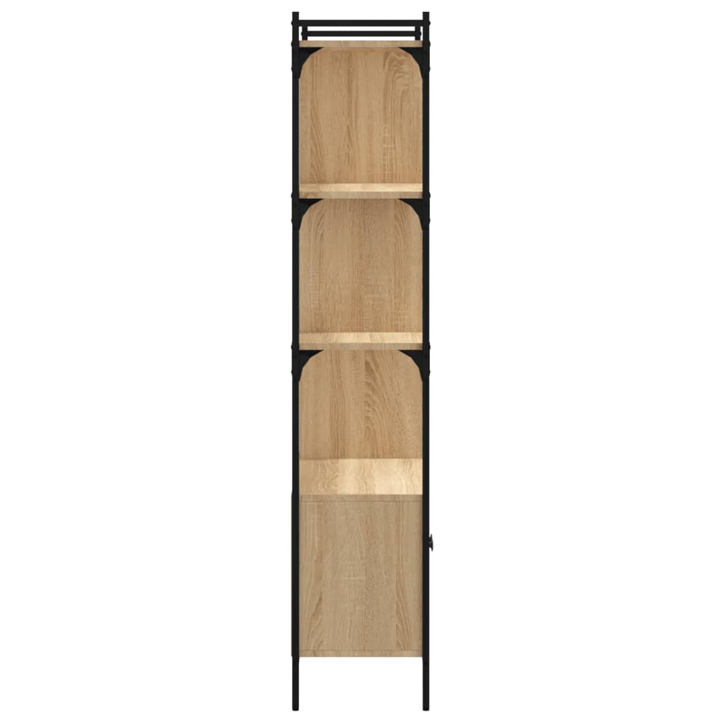 Bookcase with Doors Sonoma Oak 76,5x30x154,5 cm Engineered Wood