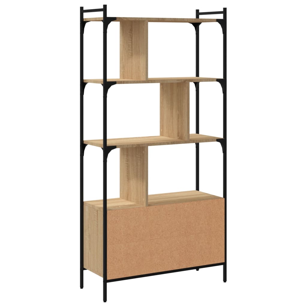 Bookcase with Doors Sonoma Oak 76,5x30x154,5 cm Engineered Wood