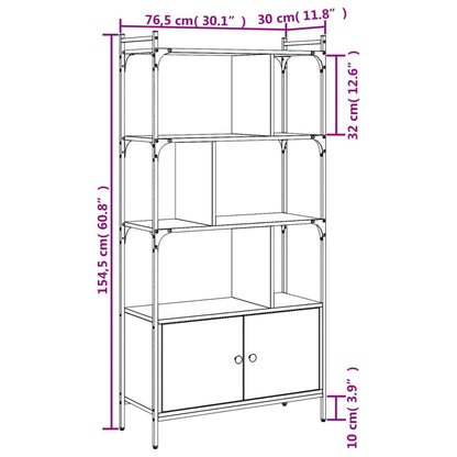Bookcase with Doors Sonoma Oak 76,5x30x154,5 cm Engineered Wood