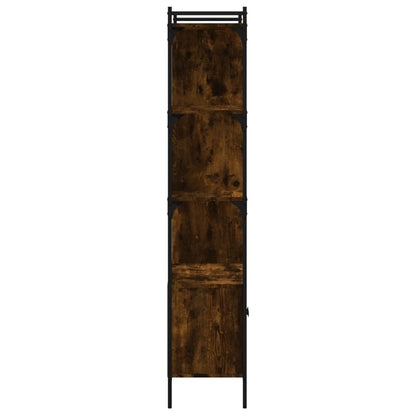 Bookcase with Doors Smoked Oak 76.5x30x154.5 cm Engineered Wood