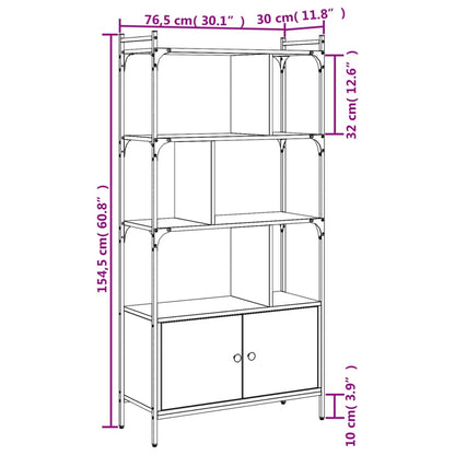 Bookcase with Doors Grey Sonoma 76.5x30x154.5 cm Engineered Wood