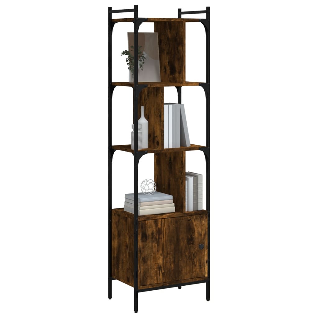 Bookcase with Door Smoked Oak 44,5x30x154,5 cm Engineered Wood