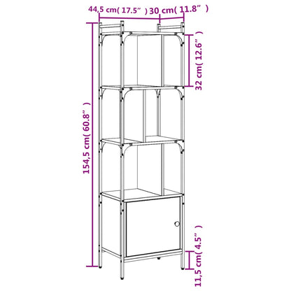 Bookcase with Door Smoked Oak 44,5x30x154,5 cm Engineered Wood
