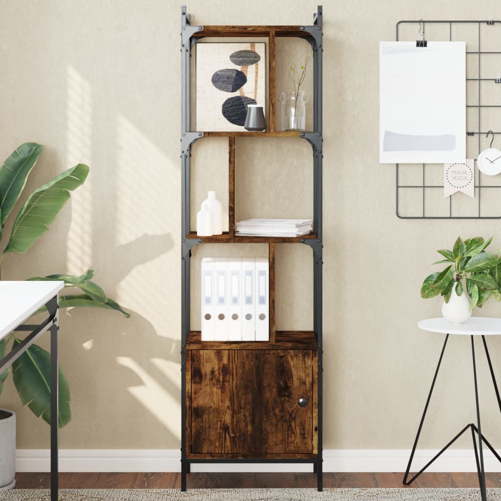 Bookcase with Door Smoked Oak 44,5x30x154,5 cm Engineered Wood