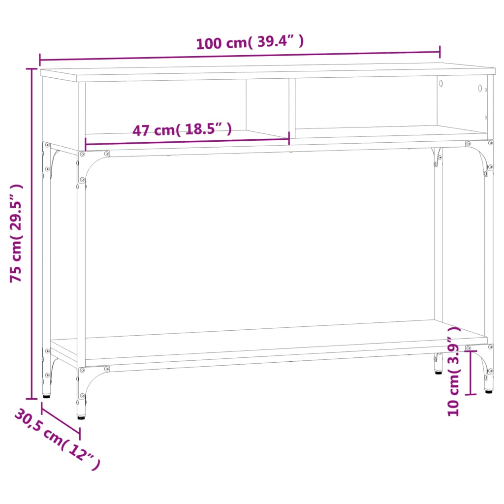 Console Table Grey Sonoma 100x30,5x75 cm Engineered Wood