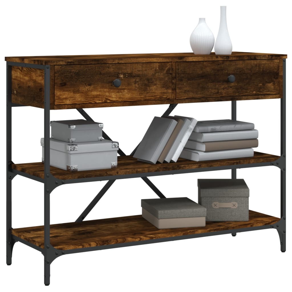 Console Table with Drawers&Shelves Smoked Oak Engineered Wood
