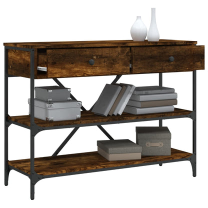 Console Table with Drawers&Shelves Smoked Oak Engineered Wood