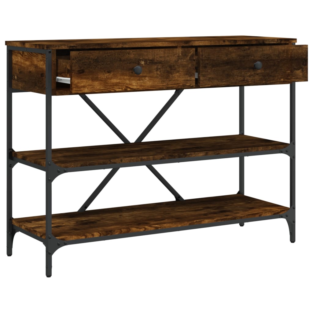 Console Table with Drawers&Shelves Smoked Oak Engineered Wood