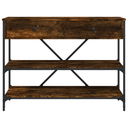 Console Table with Drawers and Shelves Smoked Oak Engineered Wood