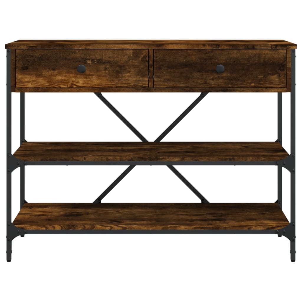 Console Table with Drawers&Shelves Smoked Oak Engineered Wood