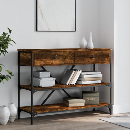 Console Table with Drawers&Shelves Smoked Oak Engineered Wood