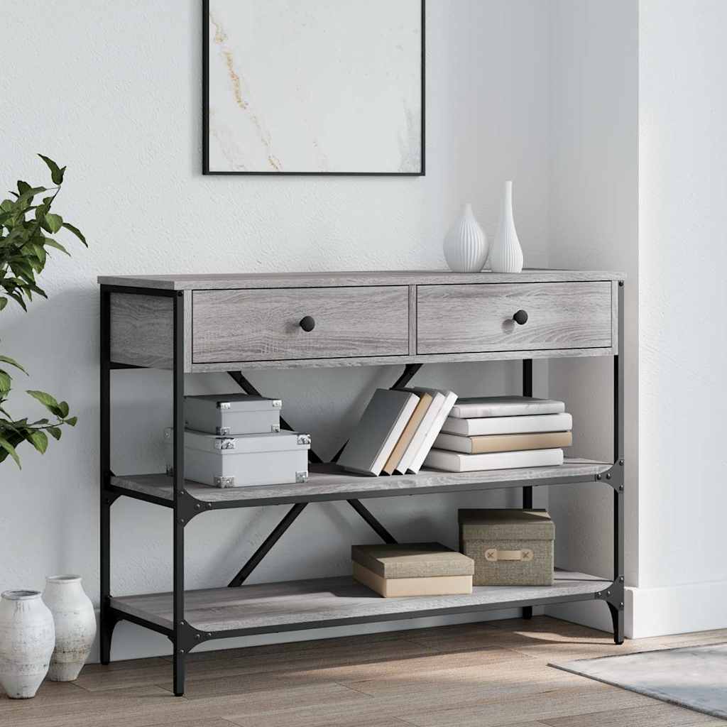 Console Table with Drawers&Shelves Grey Sonoma Engineered Wood