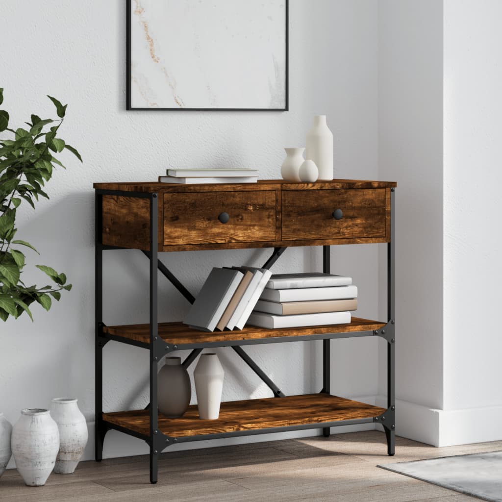 Console Table Smoked Oak 75x34,5x75 cm Engineered Wood