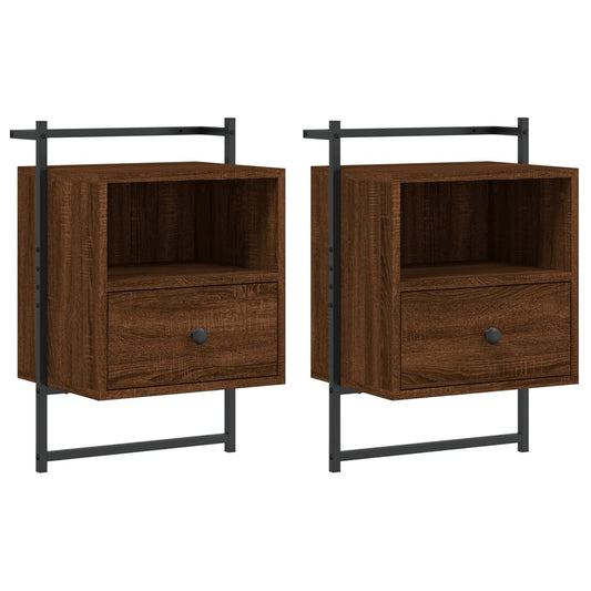 Bedside Cabinets Wall-mounted 2 pcs Brown Oak 40x30x61 cm Engineered Wood