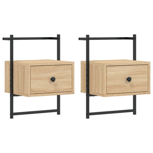 Bedside Cabinets Wall-mounted 2 pcs Sonoma Oak 35x30x51 cm Engineered Wood