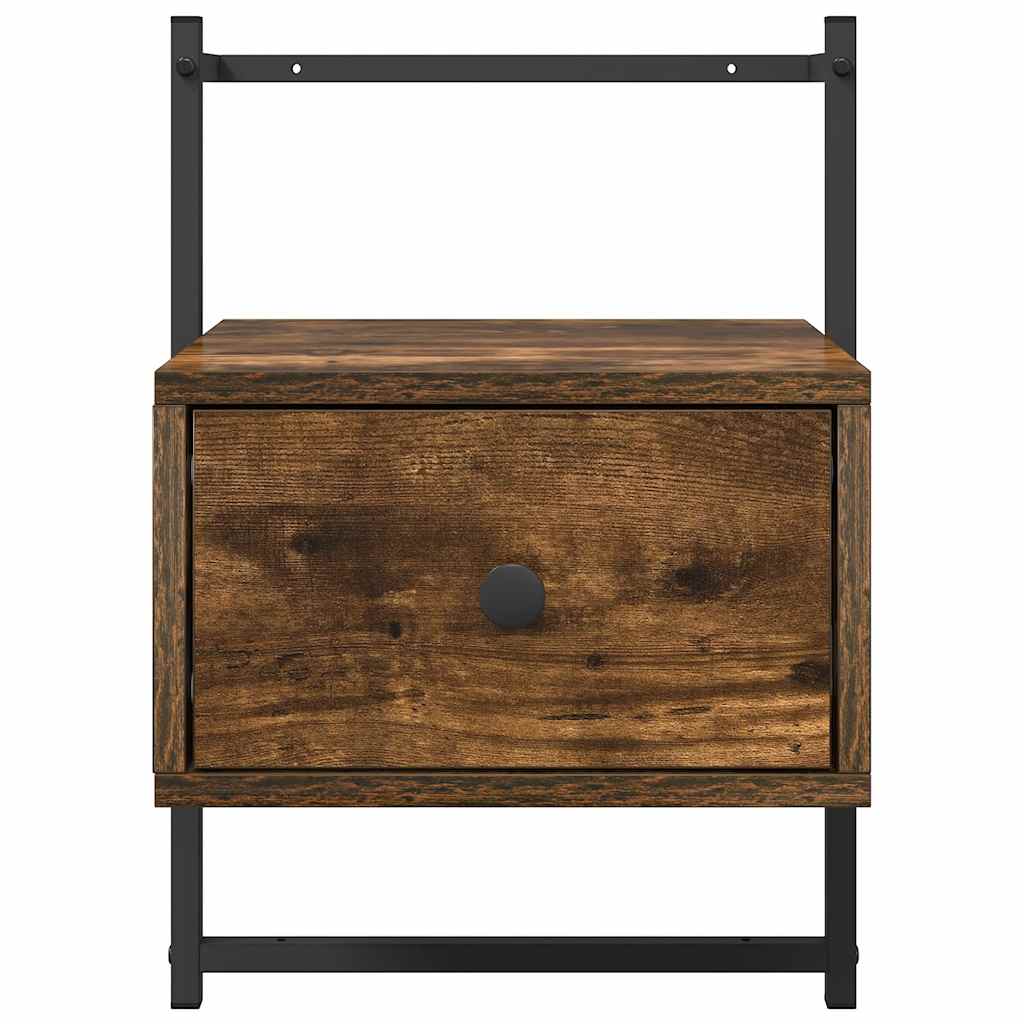Bedside Cabinets Wall-mounted 2 pcs Smoked Oak 35x30x51 cm Engineered Wood