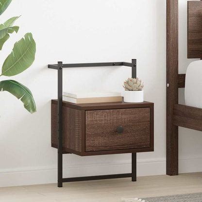 Bedside Cabinet Wall-mounted Brown Oak 35x30x51 cm Engineered Wood