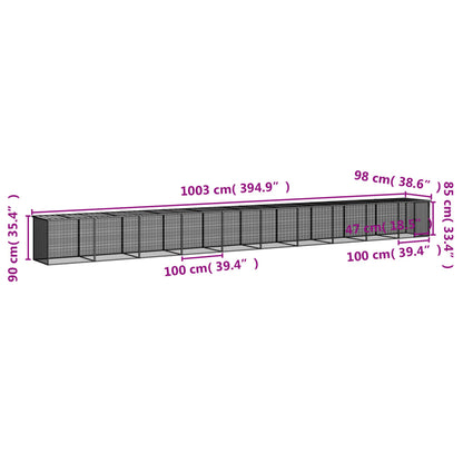 Chicken Cage with Roof Light Grey 1003x98x90cm Galvanised Steel