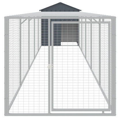 Chicken Cage with Run Anthracite 117x609x123cm Galvanised Steel