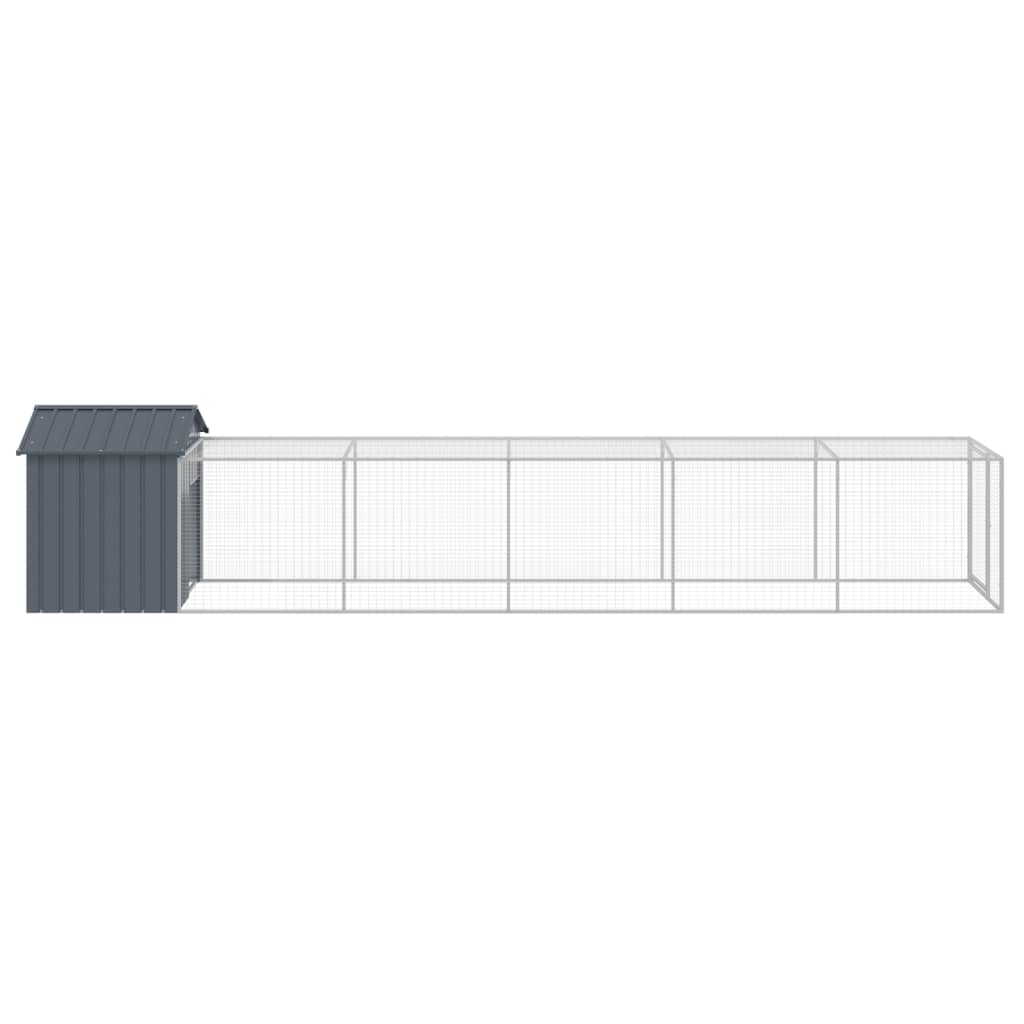 Chicken Cage with Run Anthracite 117x609x123cm Galvanised Steel