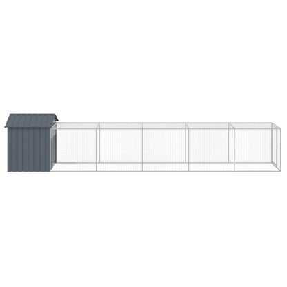 Chicken Cage with Run Anthracite 117x609x123cm Galvanised Steel