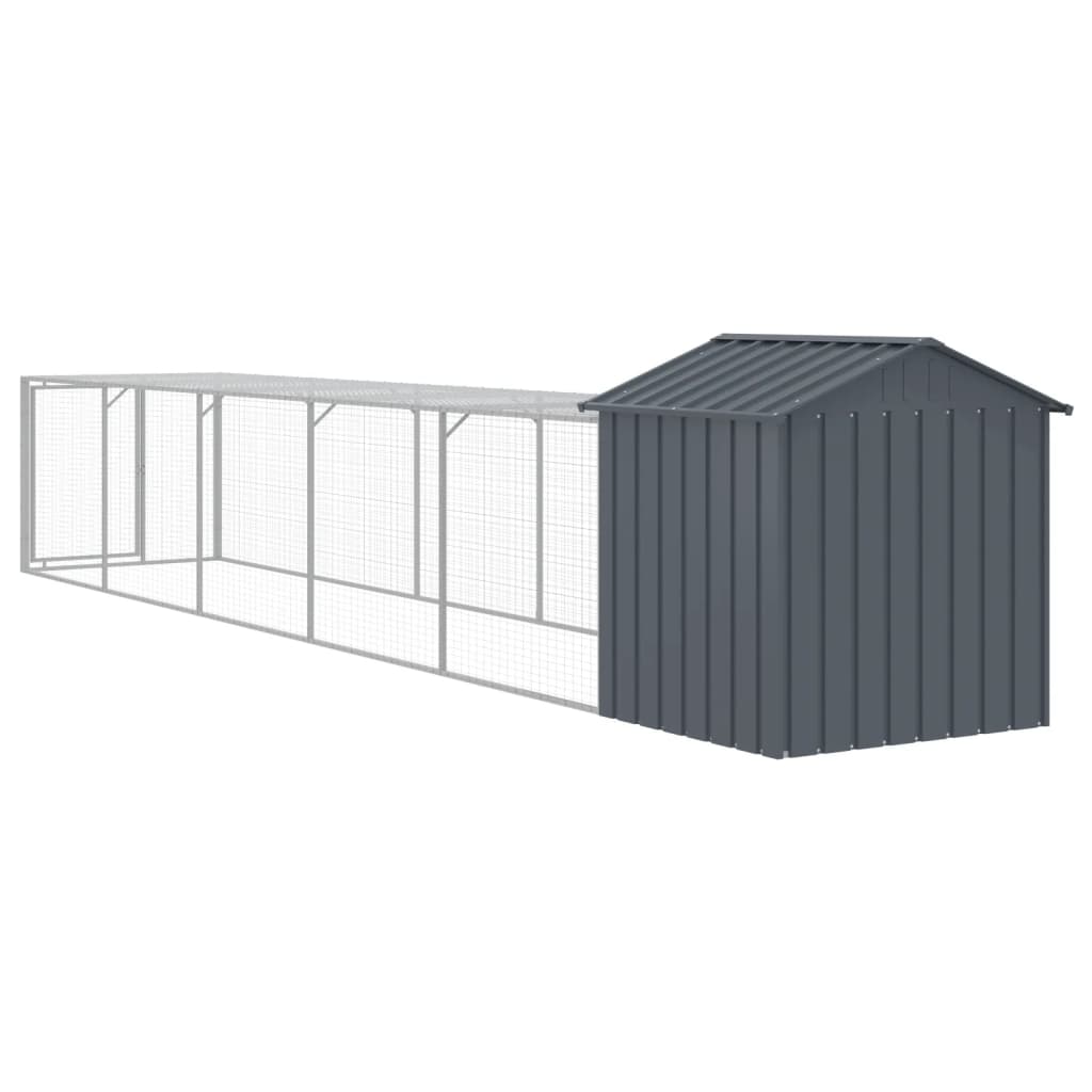 Chicken Cage with Run Anthracite 117x609x123cm Galvanised Steel