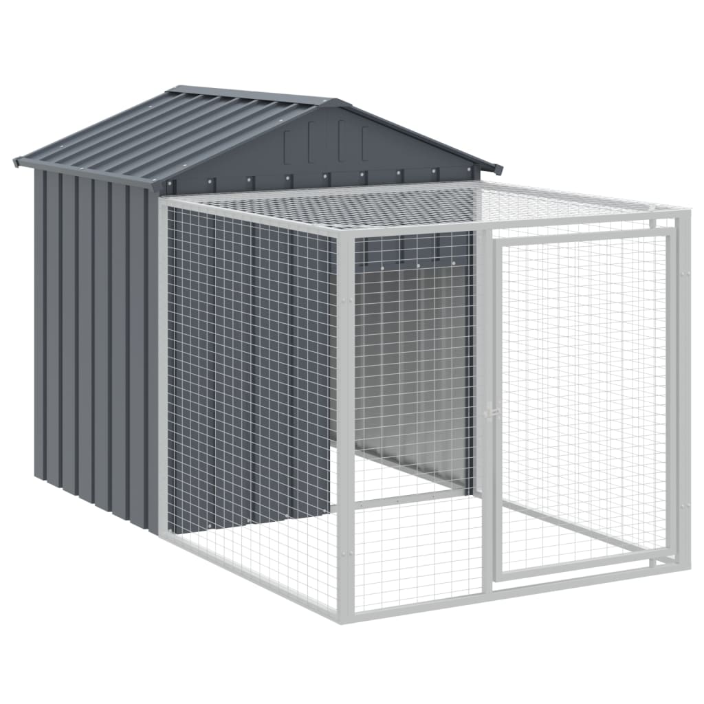 Chicken Cage with Run Anthracite 117x609x123cm Galvanised Steel