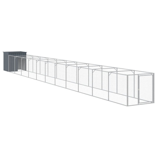 Dog House with Run Anthracite 110x1221x110 cm Galvanised Steel