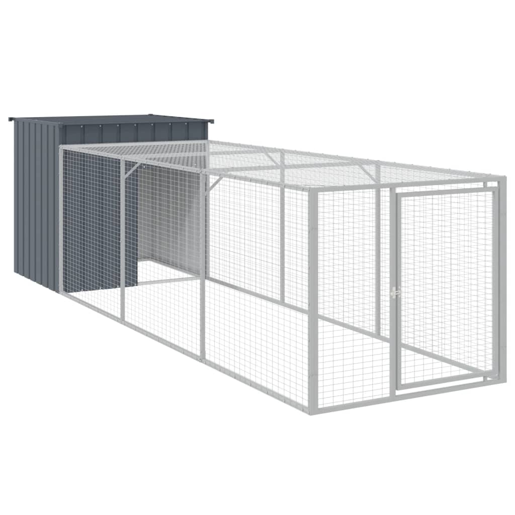 Chicken Cage with Run Anthracite 110x405x110cm Galvanised Steel