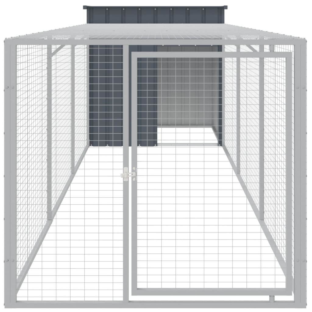 Chicken Cage with Run Anthracite 110x405x110cm Galvanised Steel
