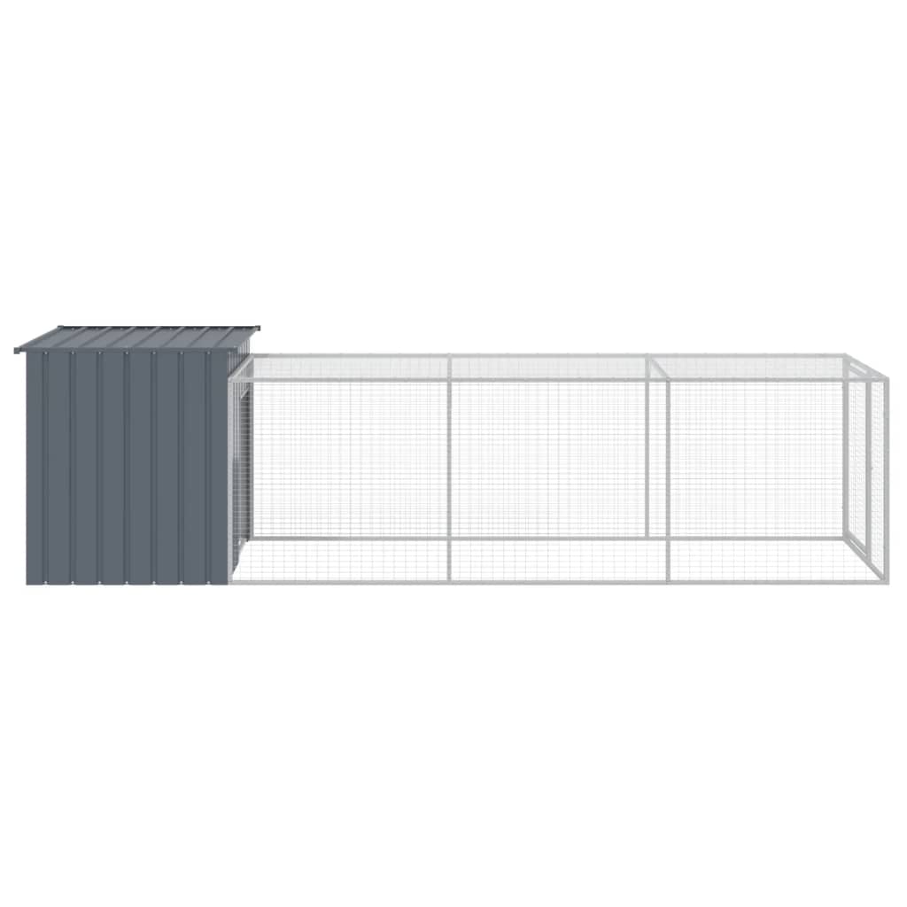 Chicken Cage with Run Anthracite 110x405x110cm Galvanised Steel