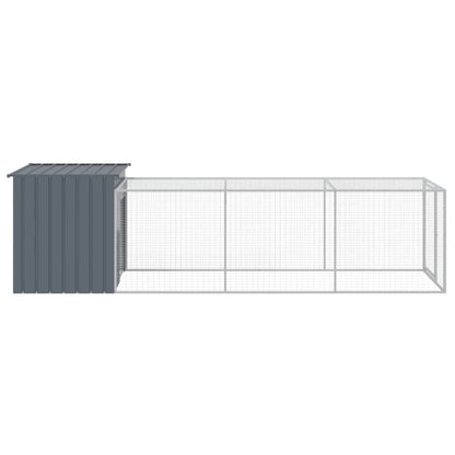 Chicken Cage with Run Anthracite 110x405x110cm Galvanised Steel