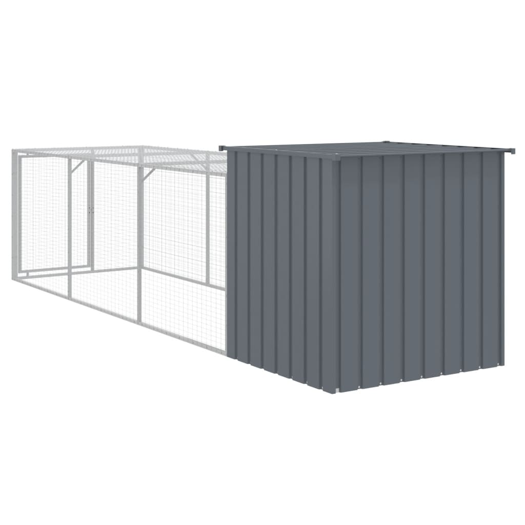 Chicken Cage with Run Anthracite 110x405x110cm Galvanised Steel