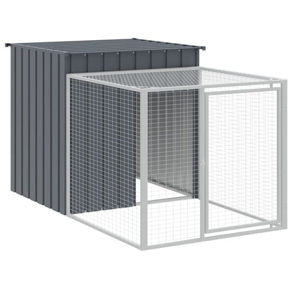 Chicken Cage with Run Anthracite 110x405x110cm Galvanised Steel