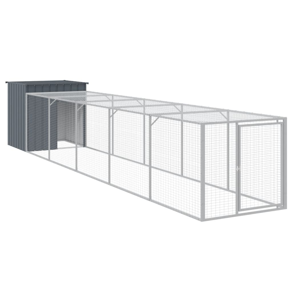 Chicken Cage with Run Anthracite 110x609x110cm Galvanised Steel