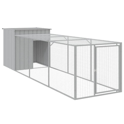 Chicken Cage with Run Light Grey 110x405x110cm Galvanised Steel