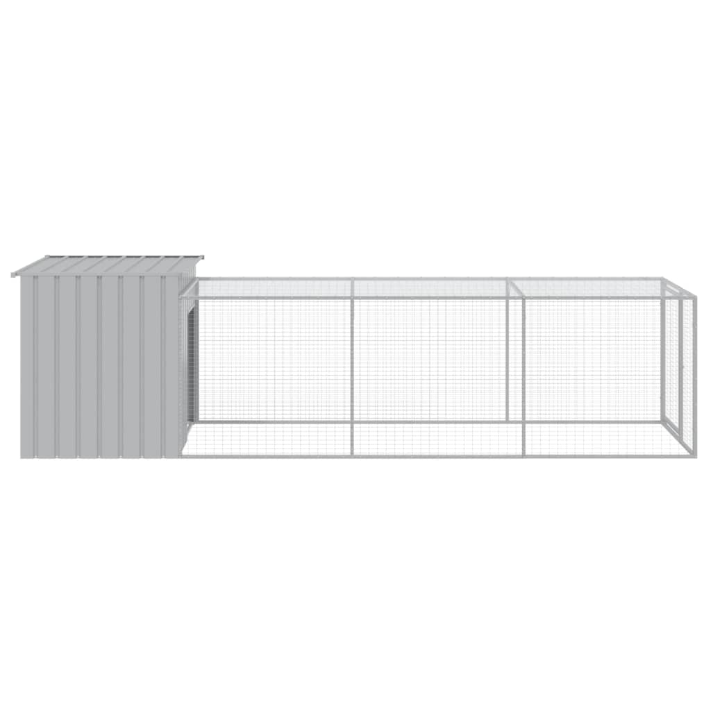 Chicken Cage with Run Light Grey 110x405x110cm Galvanised Steel