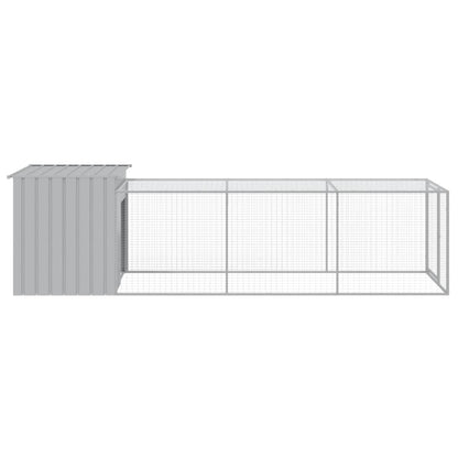 Chicken Cage with Run Light Grey 110x405x110cm Galvanised Steel
