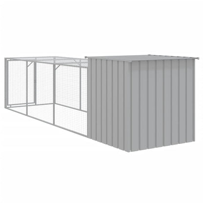Chicken Cage with Run Light Grey 110x405x110cm Galvanised Steel