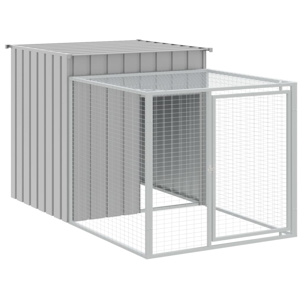 Chicken Cage with Run Light Grey 110x405x110cm Galvanised Steel
