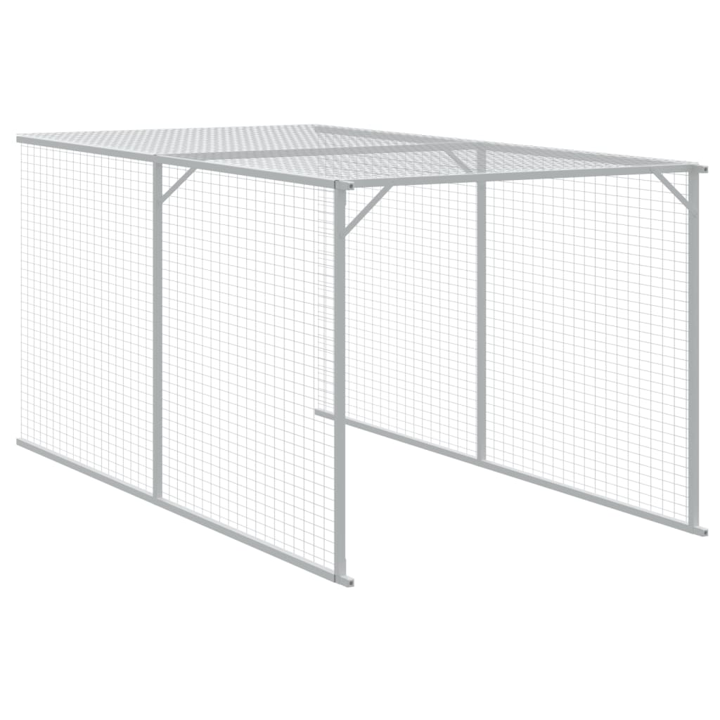 Chicken Cage with Run Light Grey 110x405x110cm Galvanised Steel