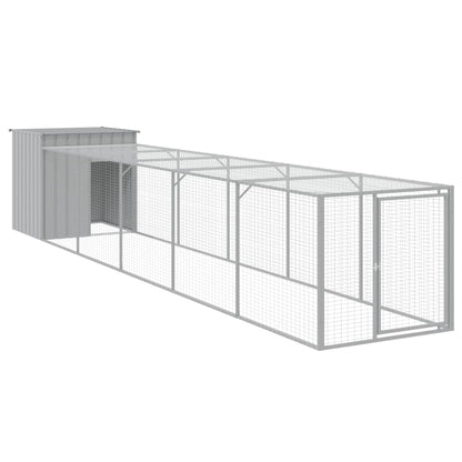Chicken Cage with Run Light Grey 110x609x110cm Galvanised Steel