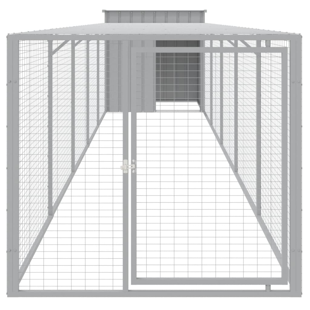 Chicken Cage with Run Light Grey 110x609x110cm Galvanised Steel